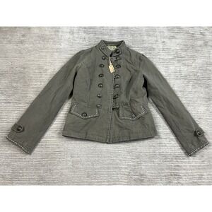 Neslay Olive Green Military Double Breasted Jacket Womens Large Peacoat Style